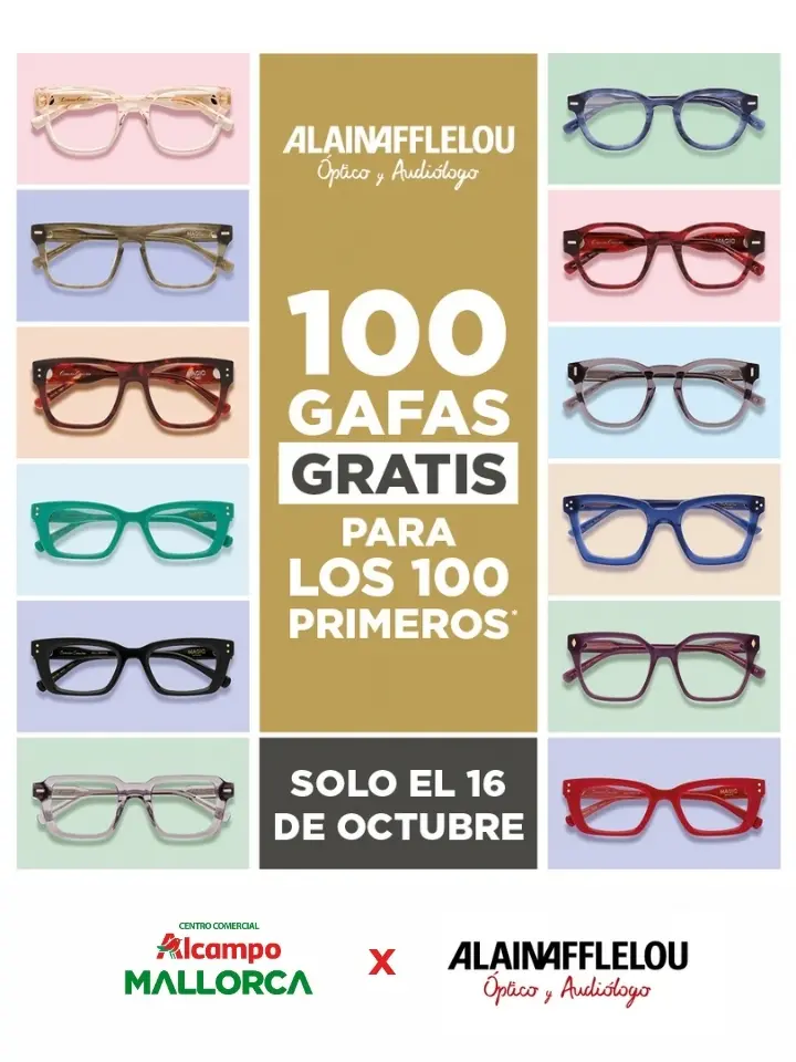 Oferta 100 gafas gratis en Alain Afflelou del CC Alcampo 